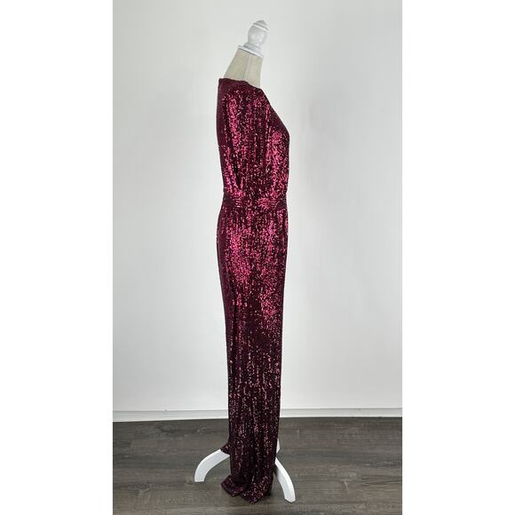 Trina Turk Assandra Short Sleeve Sequin Jumpsuit Purple Ombre Womens Size 2 - Picture 8 of 12